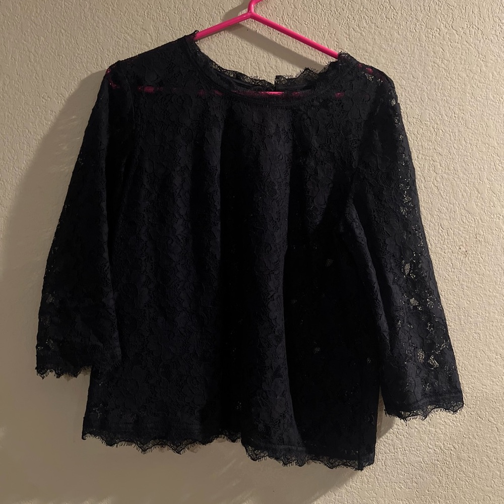Talbots Elegant Black Lace Blouse